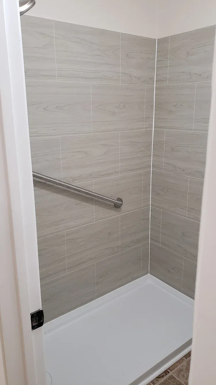 Hunt County Bathroom slate-look floor tile