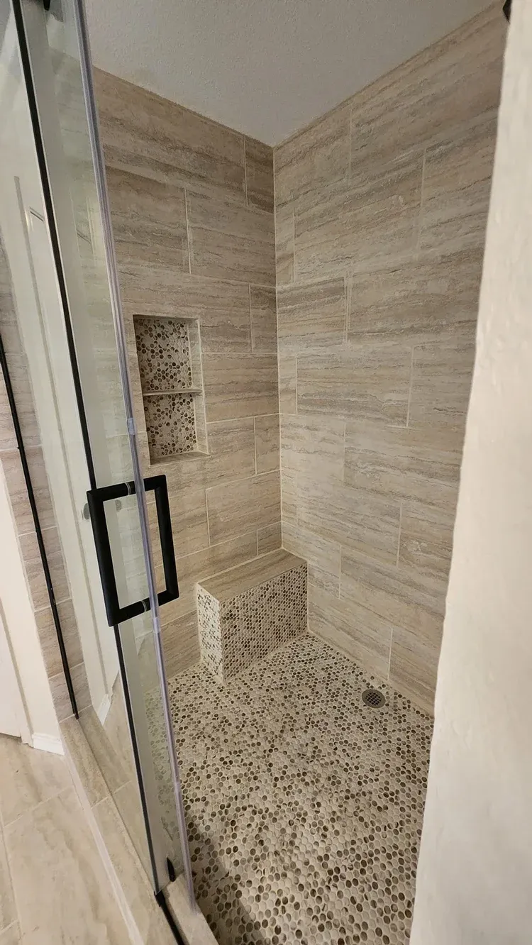 Finished view of the Commerce bathroom remodeling project