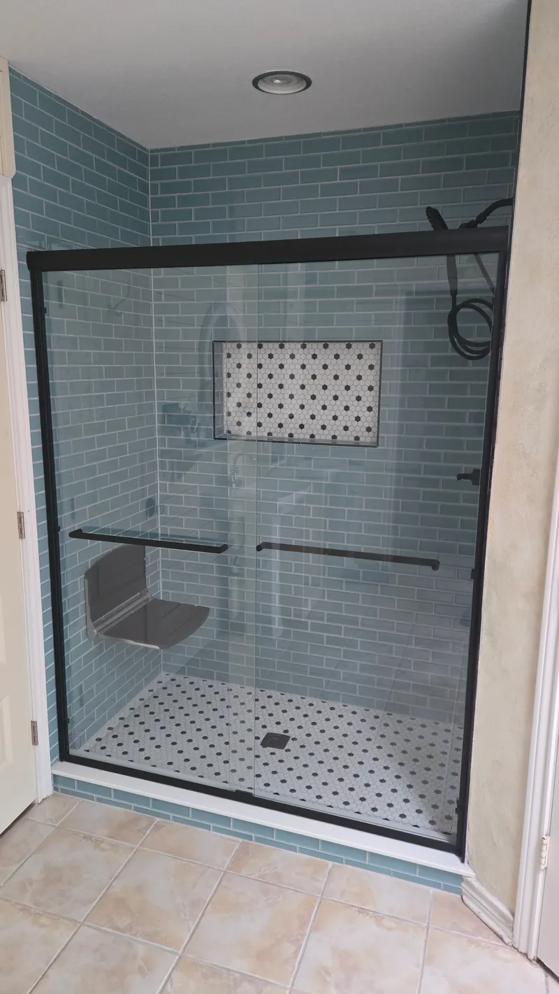 Finished view of the Commerce bathroom remodeling project