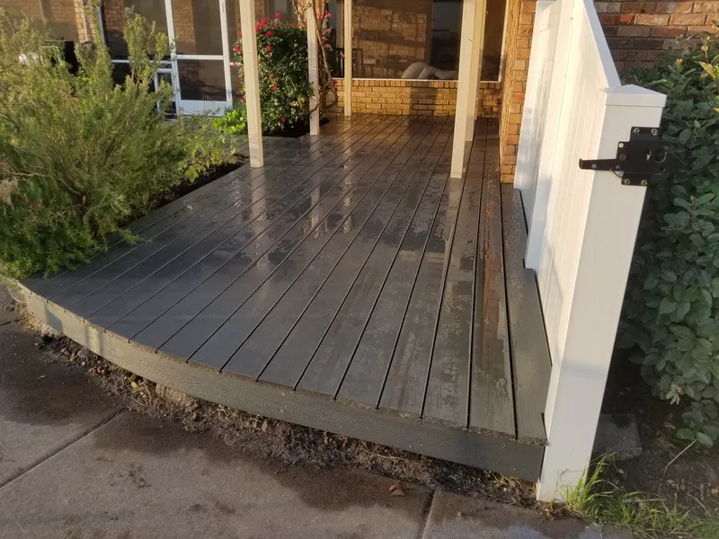 Detail view of the wide poolside steps
