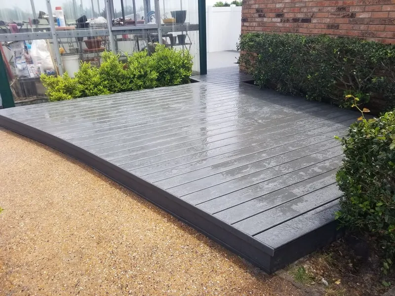 Integrated planter boxes built into the deck perimeter