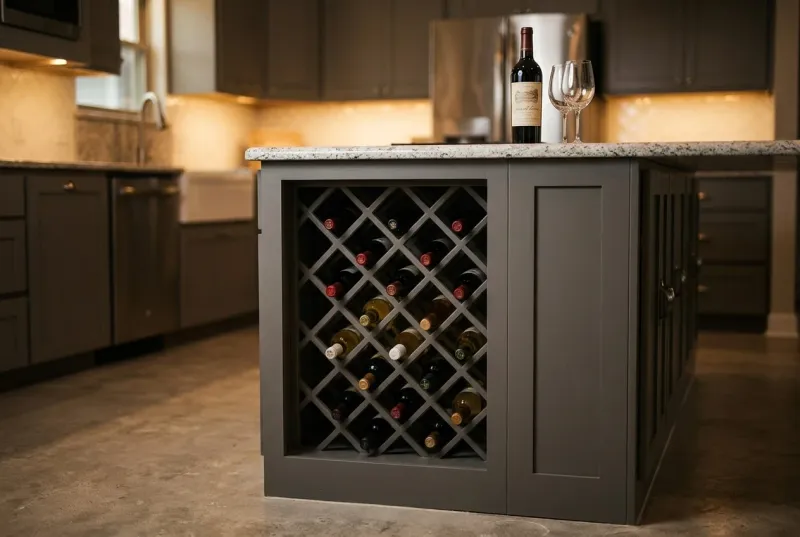 Custom kitchen island with wine rack insert