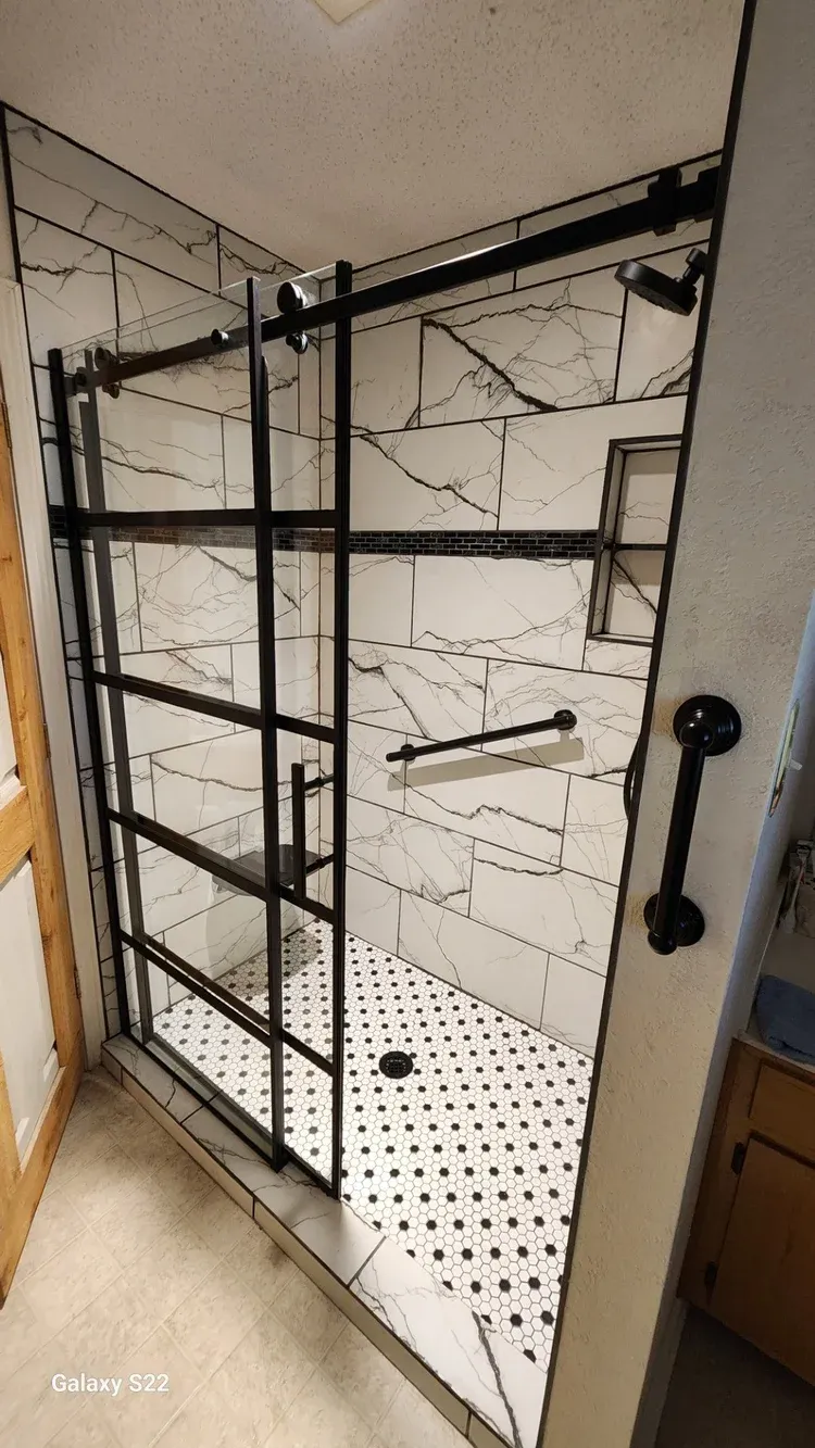 Finished view of the Rockwall bathroom remodeling project