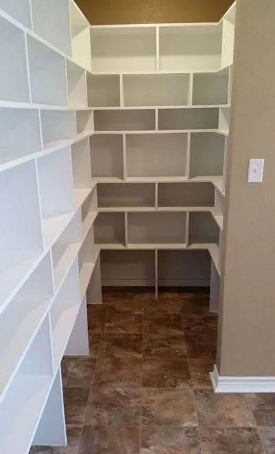 Close-up detail of custom adjustable shelving support